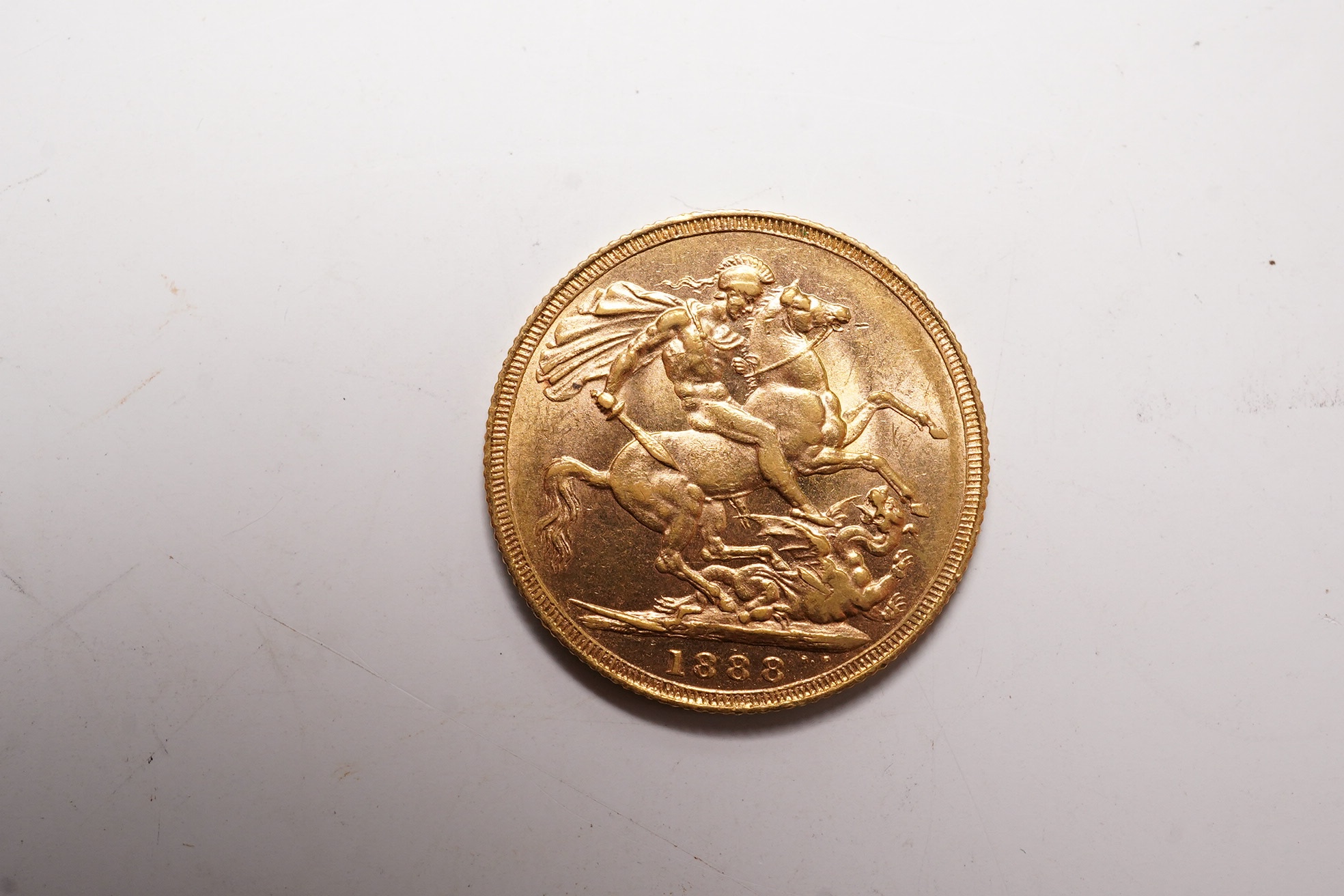 British gold coins, Victoria, gold sovereign 1888, about EF